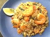Grilled Shrimp And Vegetables With Pearl Couscous